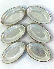 Vintage O & E.G. Royal Austria White Porcelain Luster Open Salt Dips Set Of (6)