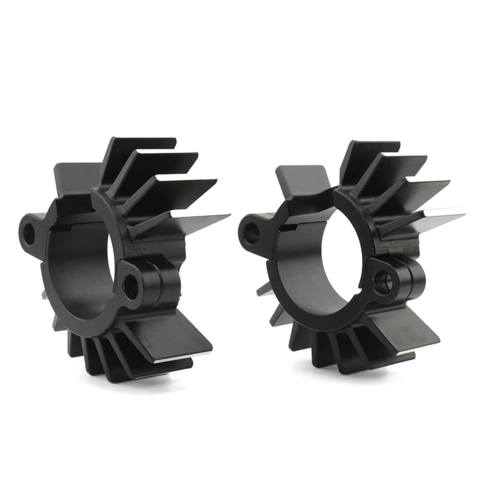 2x Black Exhaust Head Heat Sink Cooling Fin Clamps For Street Twin Bobber T120 - Image 4 of 4