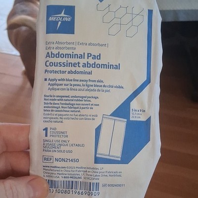 Medline ABD Pad Extra Absorbent Sterile 5 x 9 in Wound Care NON21450