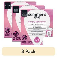 Summer  s Eve Simply Sensitive Gentle Daily Feminine Wipes, 12 Count, 3 Pack