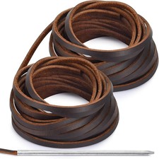 10 Yards Flat Genuine Leather Laces, Leather Strips Cord, Full Grain Cowhide Str