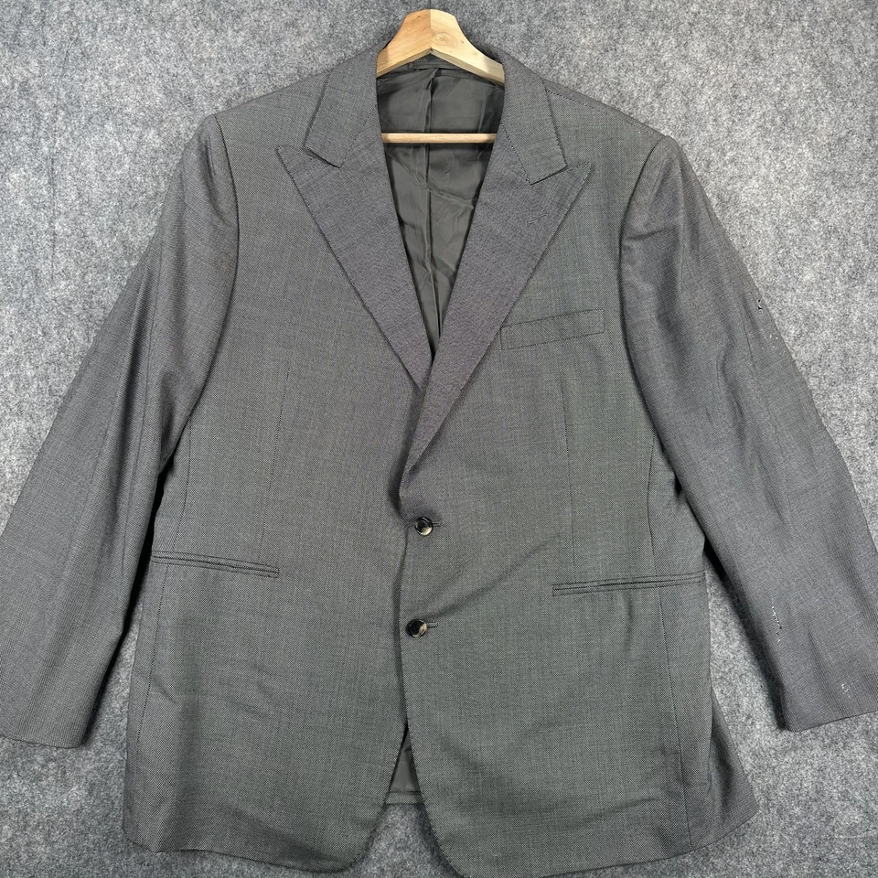 Blazer masculino Ralph Lauren 36R cinza lã feito na Itália etiqueta roxa dois botões - Imagem 2 de 4