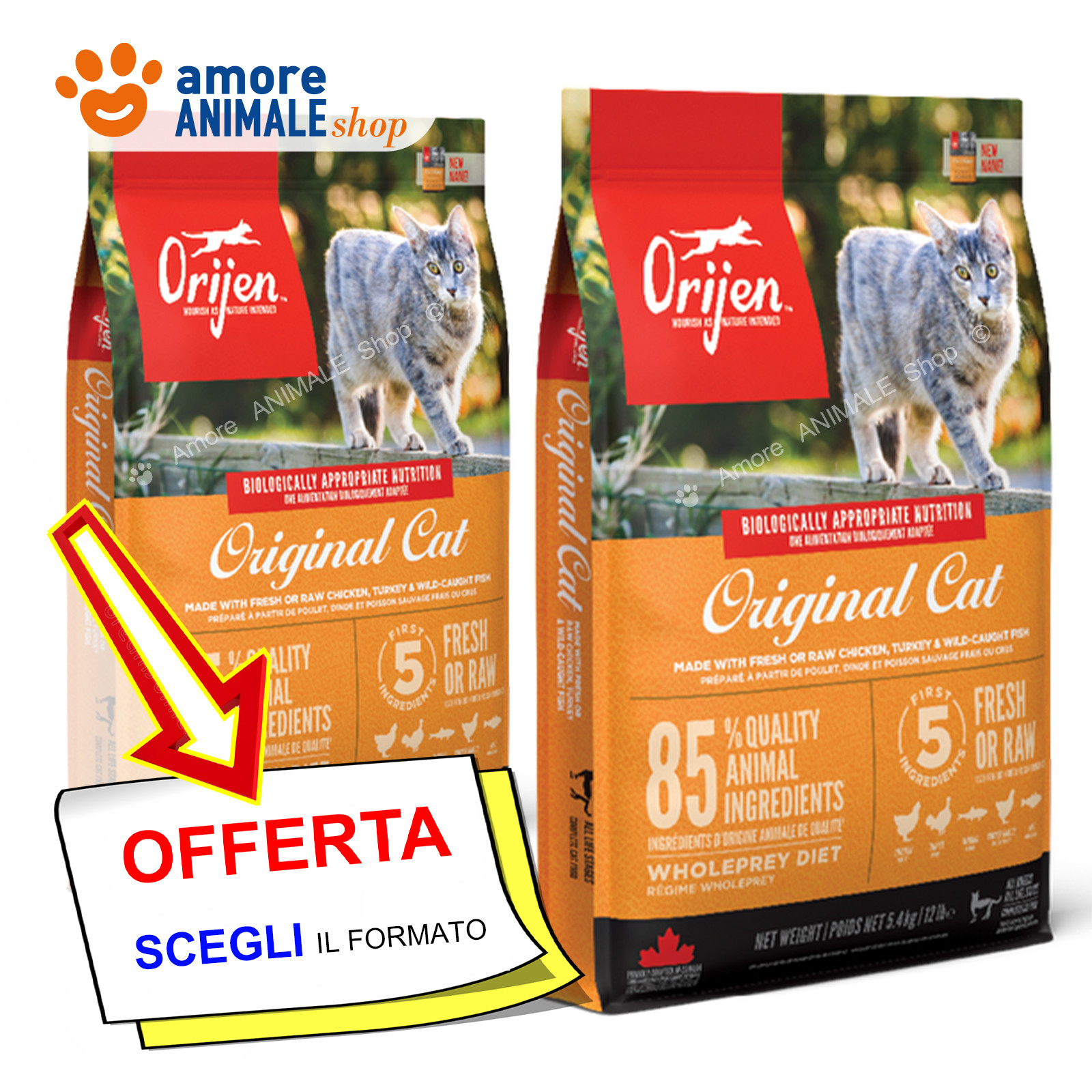 Orijen Cat Original: Crocchette Premium per Gatti e Gattini 1,8-5,4kg