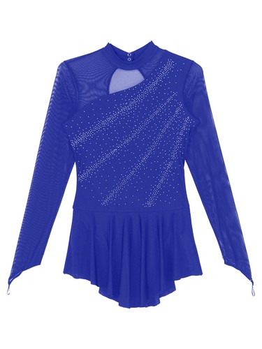 Lyrical Women's Ice Skating Dress Long Sleeve Figure Skating Leotard Dance Dress - Picture 34 of 127