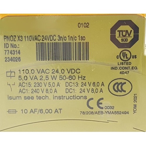 1PC NEW For pilz 774314 PNOZ X3 Safety Relay 110VAC 24VDC - Picture 3 of 5