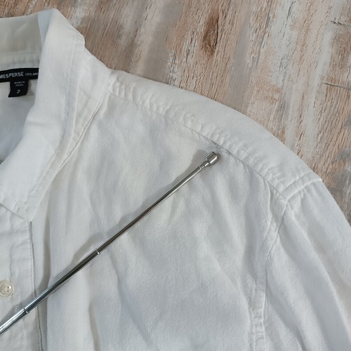 Camisa con botones JAMES PERSE talla 2 para hombre MGB3382 diseñador 100 % algodón blanca - Imagen 12 de 12