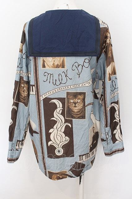 MILKBOY /  セーラーシャツ  ブルー O-24-07-29-1091-MB-BL-YM-ZT037 Milkboy / Home Sailor Shirt Blue O-24-07-29-1091-Mb-Bl-Ym