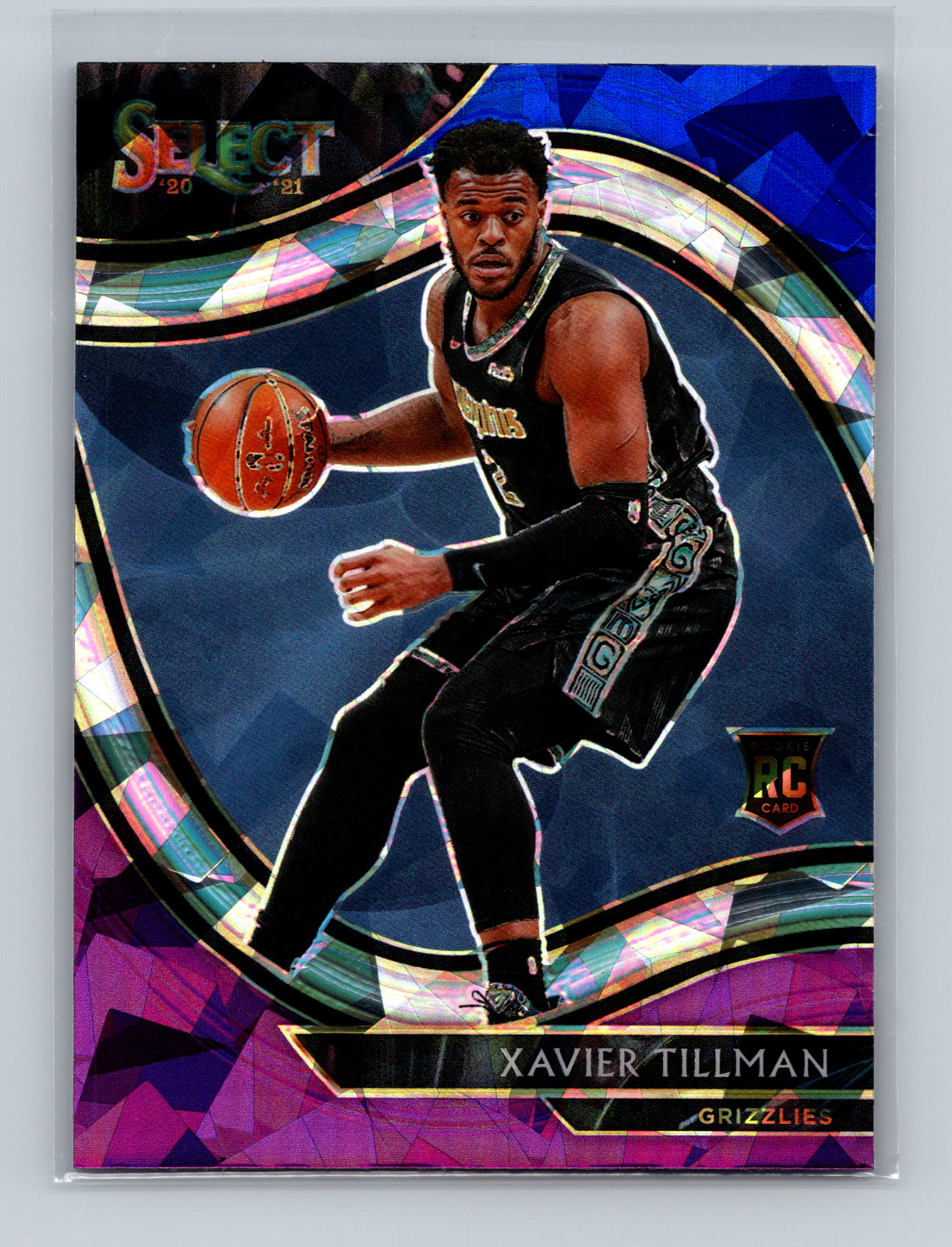 2020-21 Select Courtside Blue White Purple Cracked Ice Xavier Tillman RC #95
