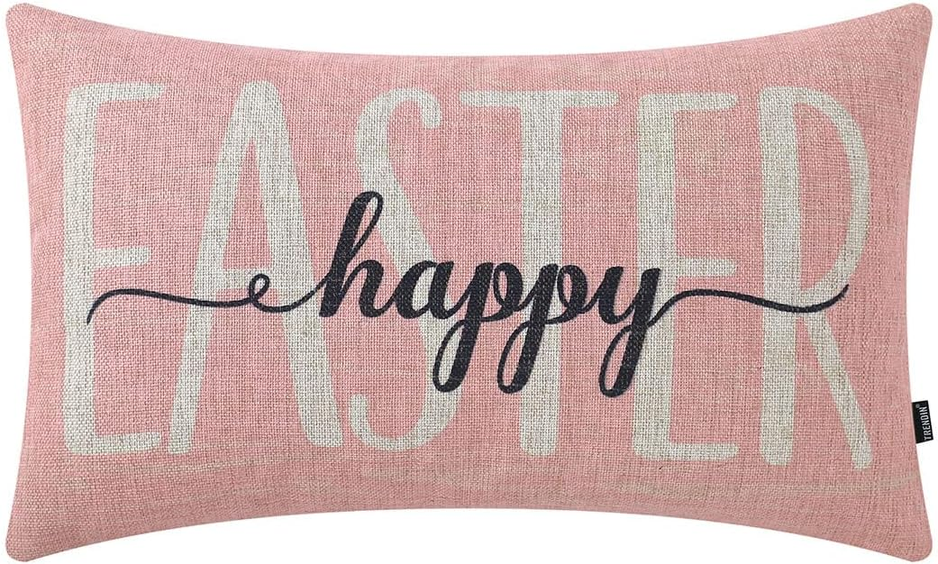 Easter Farmhouse Throw Pillow Covers 12x20 Inches for Sofa Spring Decor