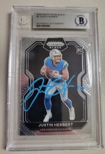Justin Herbert Signed 2020 Prizm Black PB-3 Rookie Card RC Beckett Chargers
