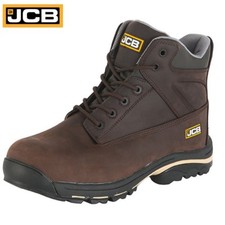JCB MENS LEATHER WATERPROOF SAFETY STEEL TOE CAP BROWN WORK BOOTS SHOES SIZE