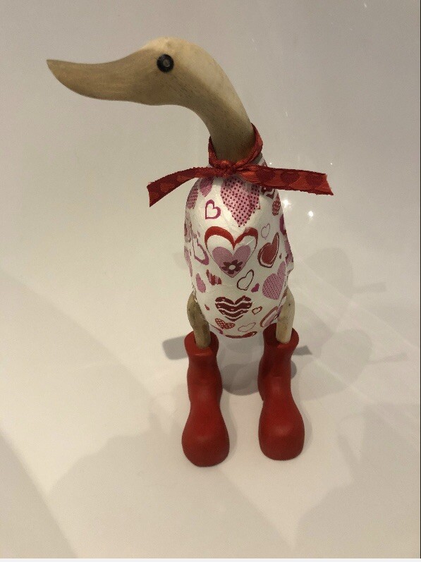 Wooden Duck With Boots Heart Design Anniversary Home Decor
