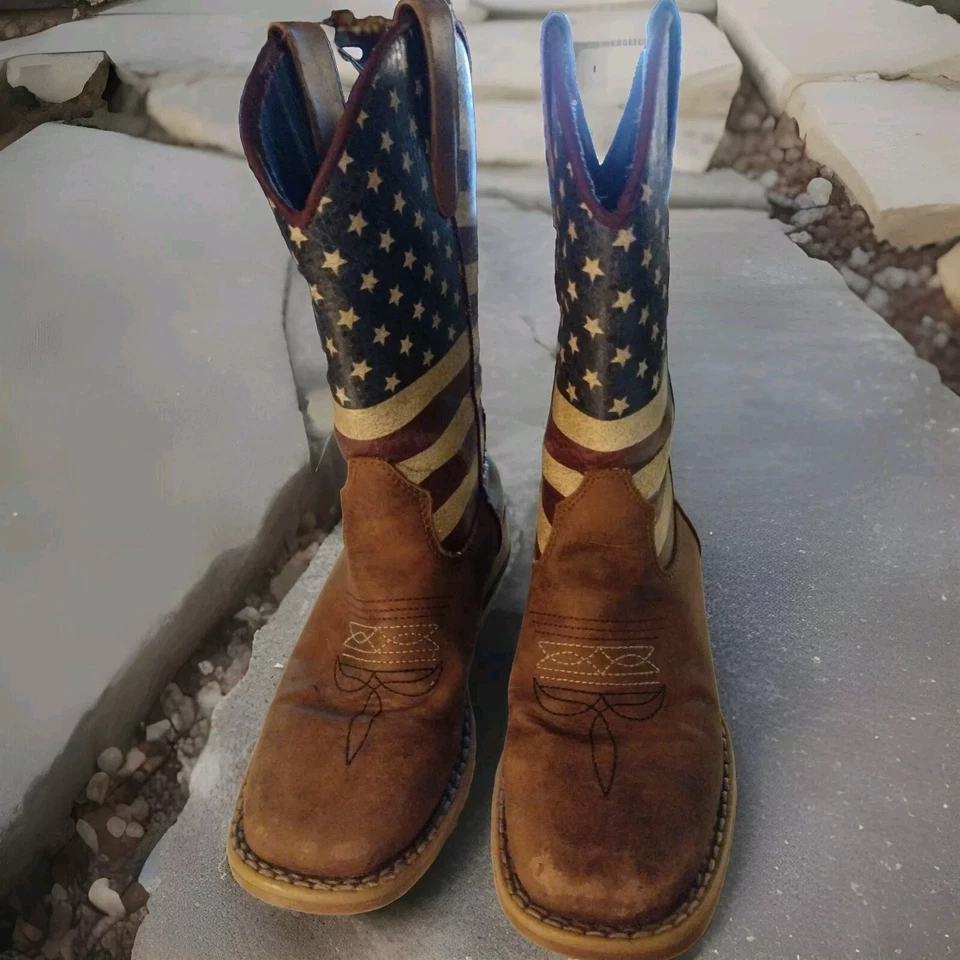 Twister (M&F) Jacob Young Boy Patriotic Flag Cowboy Boots Size 12 Label 9" Long - Image 4 of 4