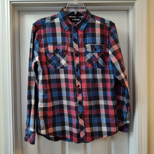 Zoo York Mens Size L Flannel Double Pocket Long Sleeve Button Up Shirt - Picture 2 of 9