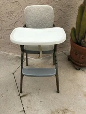 Vintage COSCO mid-century Baby High Chair Gray and White
