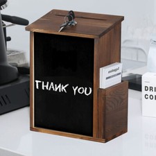 Rustic Wood Suggestion Box Wall Mailbox Freestanding Ballot Box with Chalkboard
