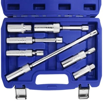 WORKPRO 7PCS 3/8" Magnetic Spark Plug Socket Sets 6PT 12PT Thin Wall 360° Swivel