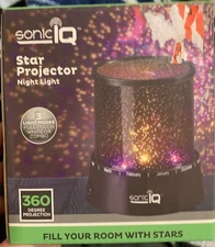 SonicIQ Star Projector Night Light- 360 degree projection- Full Color/ White 