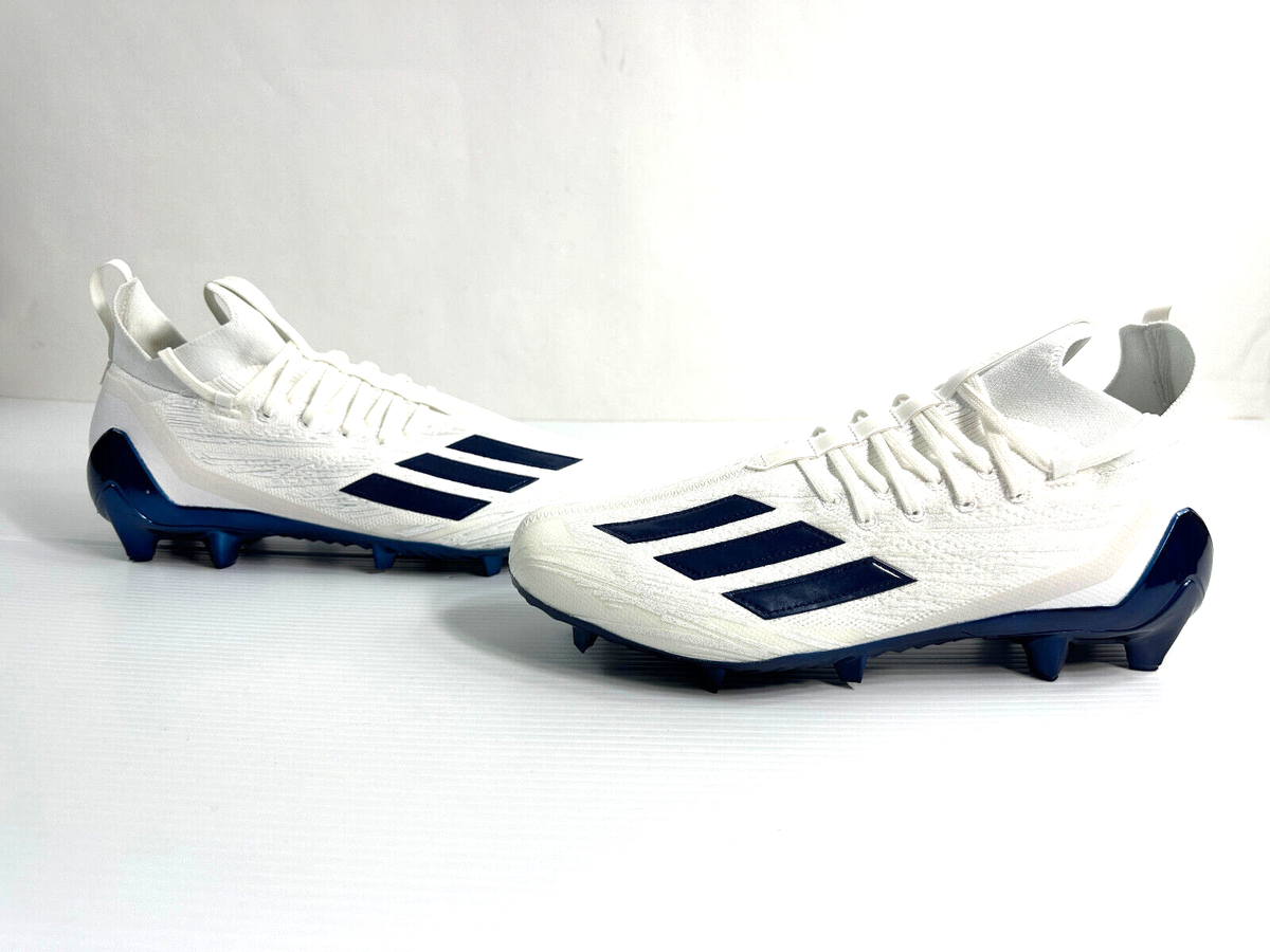 Adidas Adizero Primeknit Navy White Football Cleats Adidas Adizero Primeknit White Navy Blue Football Cleats  main image 2