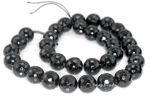 PIEDRA PRECIOSA DE TURMALINA NEGRA DE 12 MM GRADO A CUENTAS SUELTAS REDONDAS FACETADAS DE 7,5 pulgadas - Imagen 4 de 4