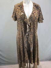 Time And Tru Size L 12-14 Womens Short Sleeve Plunge Maxi Ruffle Dress 899