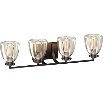 4-Light Indoor Antique Bronze Vanity Light Bar Wall Sconce by Volume Lighting