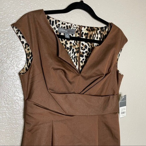 Donna Ricco Sleeveless Brown Midi Dress NWT Size 10 - Picture 5 of 9