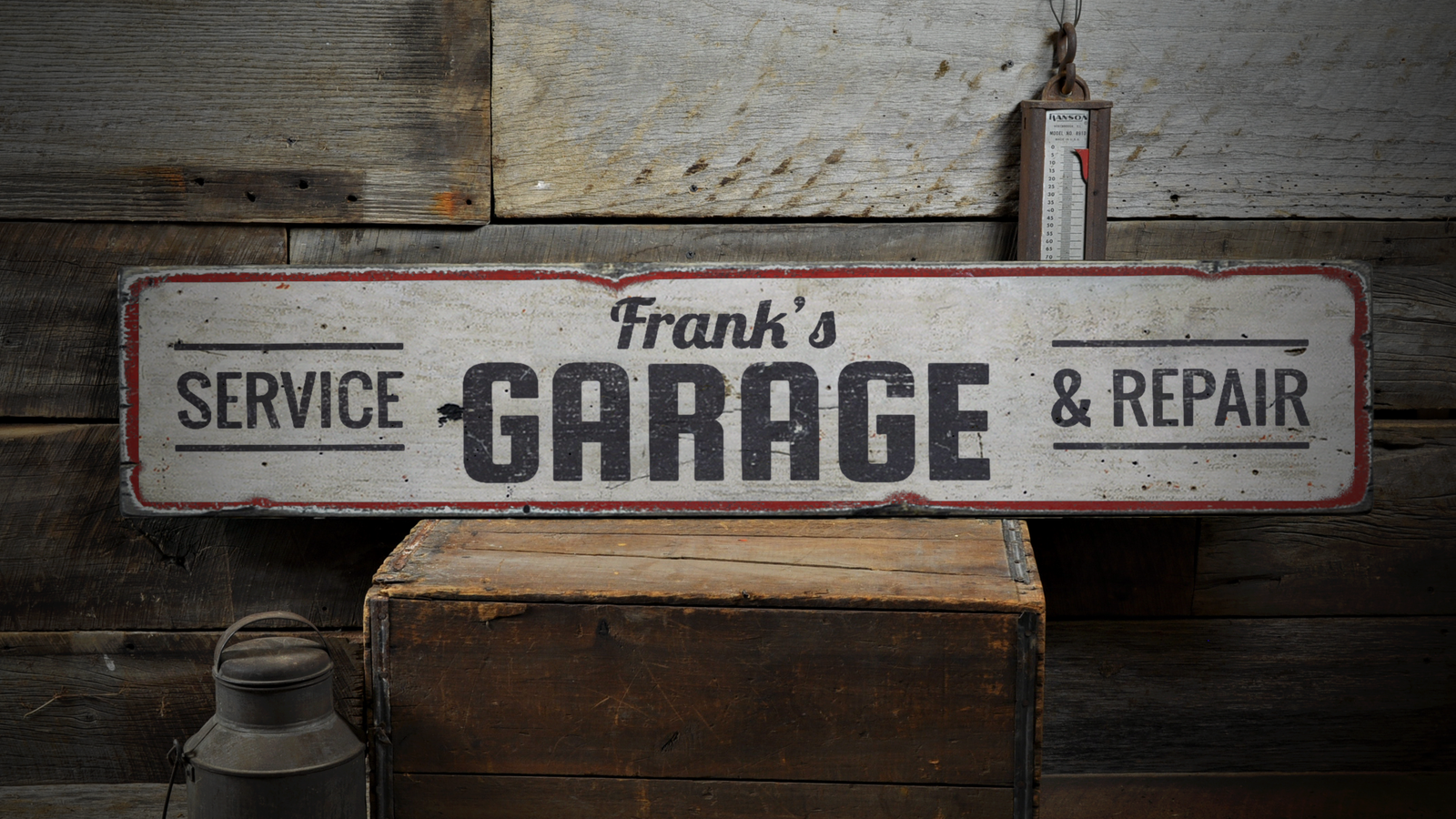 Mechanic Name Garage, Custom Service & - Rustic Distressed Wood Sign