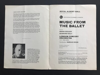 Royal Albert Hall Konzertmusik aus dem Ballett 1977 Programm Maina Gielgud