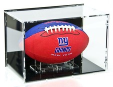 SORA Vetrina Palla Football Americano e Supporto, Base Nera Pannello Retro Nero