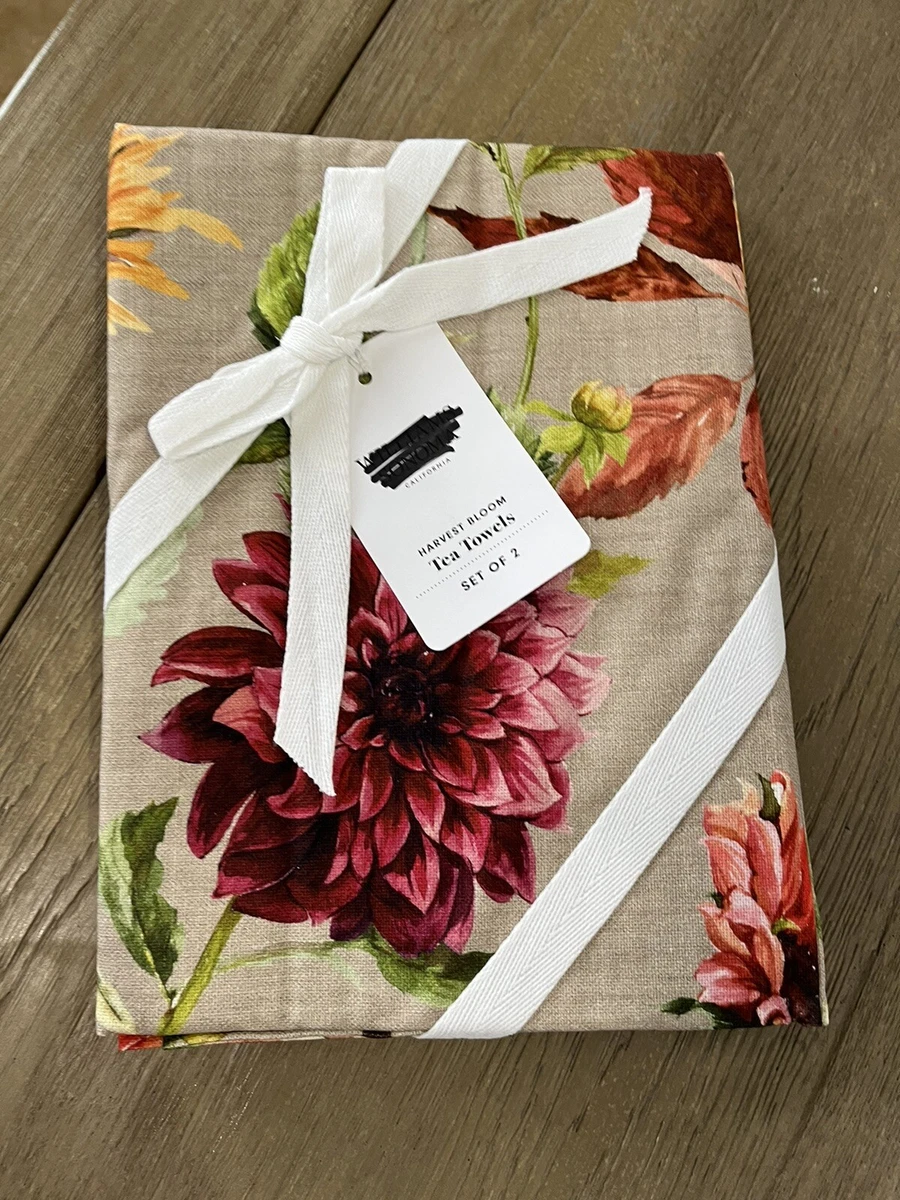 WILLIAMS SONOMA Harvest Bloom Tea TOWELS Set of 2