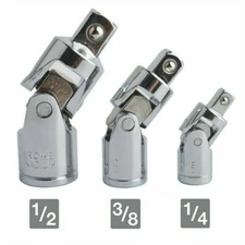 3pc Universal Joints Sockets Set New Hand Tools 1/4 3/8 1/2 Swivel