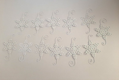 Lot of 12 Glitter Snowflake Winter Snow flake Christmas Ornaments Decor