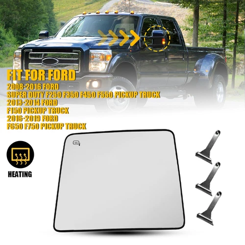 For 2008-2016 Super F250 Duty 350 450 Tow Mirror Glass Upper Heated Driver Left