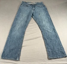 Wrangler Bootcut Jeans Mens 33x32 Blue Denim Double Stitch Relaxed Fit Preppy