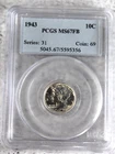 1943 Mercury Dime PCGS MS67FB 10C Silver Philadelphia