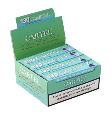 1 Box (24 Heftchen) CARTEL Rolling Papers Extra Long + Tips, 13 mm Länge