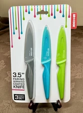 Art And Cook 3.5 in Paring Coated Serrated Knife 3 Piece Set NEW In Package