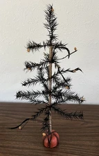 Vintage Halloween Feather Tree Pumpkin Base 19.5"