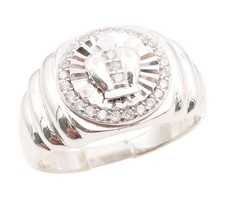 925 Sterling Silver Vintage Ring CZ Classic Royal Crown Band Sz 11.5 RG35203