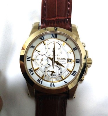 Seiko Premier Chronograph Roman Gold Uhr Funktioniert Selten Limited Edition