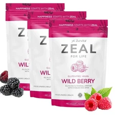 3 Pack Zurvita Zeal for Life – 30 Days Wellness Bag (Wild Berry Flavor) –14 oz