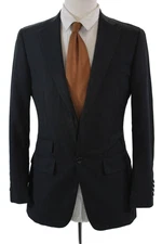 Sartoria Ambrosiana Mens Classic Lapel Blazer Jacket Black Wool Size 38