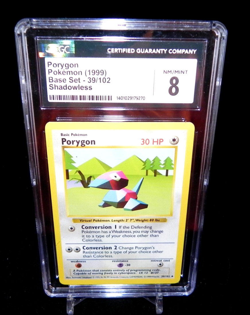 1999 Pokémon Porygon Base Set Shadowless Card 39/102 CGC 8