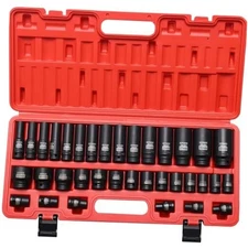 Hex Bit Impact Socket Set,35 PCS 1/2" Drive Deep and 1/2" Metric 35PC Set