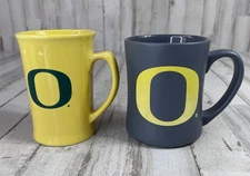 Lot Of 2 University of Oregon Ducks Coffee Mug  Yellow And Gray Mug
