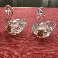 Bleikristall 24 vH Schwan Salz Pfefferstreuer Set Vintage Kristall Glas Germany