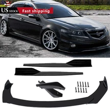 Front Bumper Lip Chin Spoiler Body Kit Splitter Side Skirt For Acura ILX TLX TSX