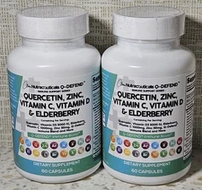 Lot of 2 Clean Nutra Q-Defend Quercetin Zinc Vitamin C & D Elderberry 01/2027