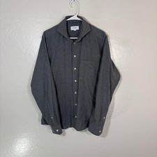 Eton Shirt Mens 16 41 Gray Solid Slim Fit 100 Cotton Dress Long Sleeve